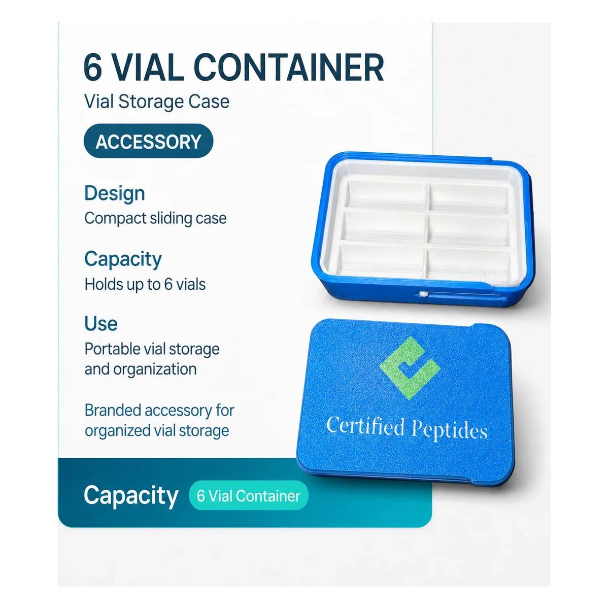 6 Vial Storage Container sealed vial