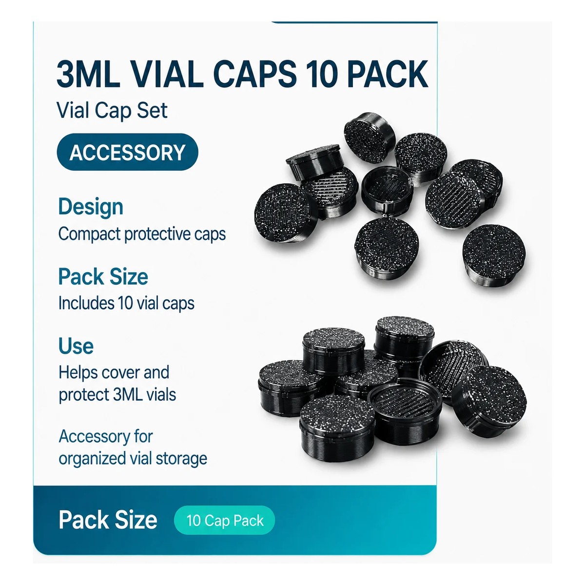 3mL Vial Caps (10 Pack) sealed vial